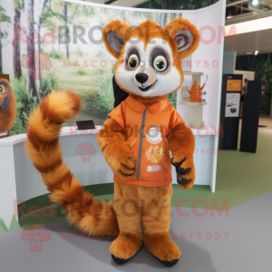 Orange Lemur maskot kostym...