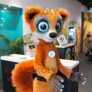 Orange Lemur maskot kostume...