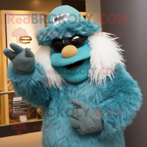 Teal Yeti mascotte kostuum...