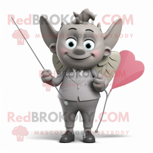 Grå Amor maskot kostume...