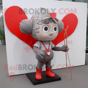 Grå Amor maskot kostume...