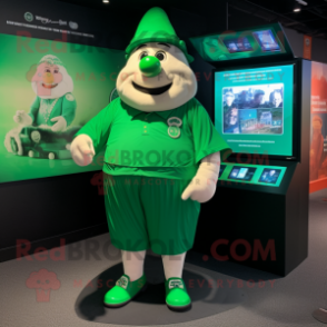 Green Guinness mascot costume character dressed with a Romper and Earrings