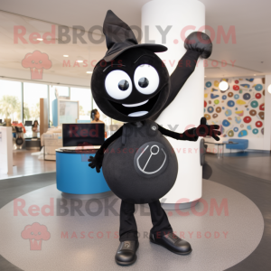 Black Plate Spinner mascot costume character dressed with a Skinny Jeans and Handbags