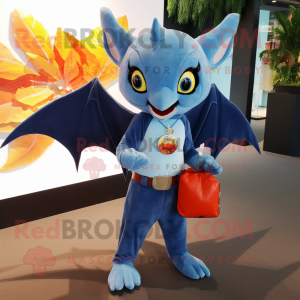 Sky Blue Fruit Bat maskot...