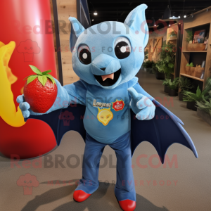 Sky Blue Fruit Bat mascot costume character dressed with a Flare Jeans and Cufflinks