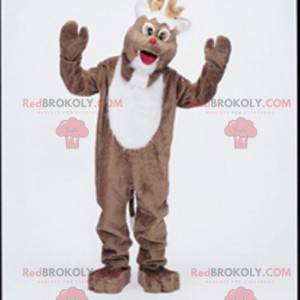 Hnědý a bílý sob maskot. Vánoční maskot - Redbrokoly.com