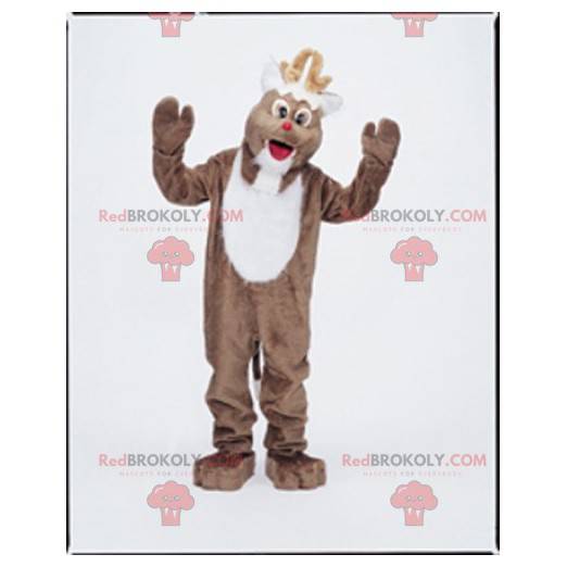 Brown and white reindeer mascot. Christmas mascot -
