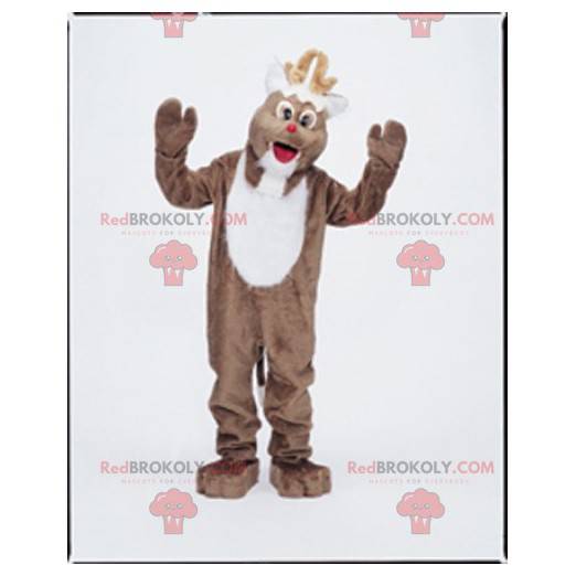 Hnědý a bílý sob maskot. Vánoční maskot - Redbrokoly.com