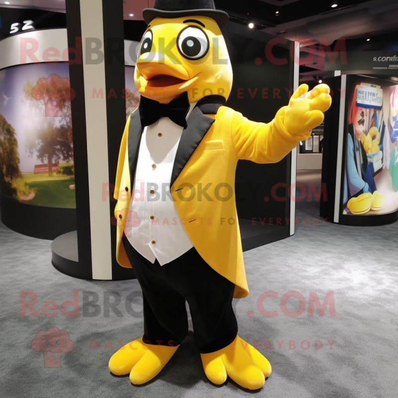 Yellow Penguin mascot costume character dressed with a Dress Pants and Cufflinks Yellow Penguin mascot costume character dressed with a Dress Pants and Cufflinks