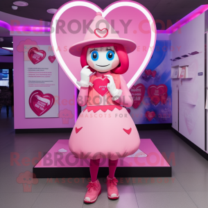 Pink Heart maskot kostume...
