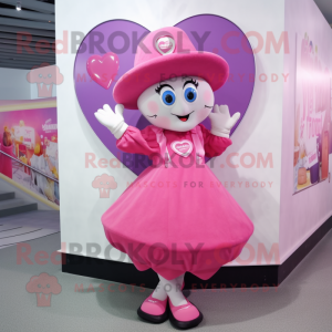 Pink Heart maskot kostume...