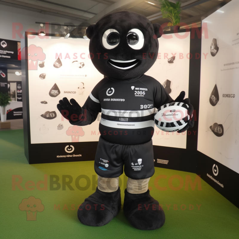 Black Pepper mascot costume character dressed with a Rugby Shirt and Cummerbunds Black Pepper mascot costume character dressed with a Rugby Shirt and Cummerbunds