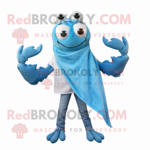 Sky Blue Crab mascot costume character dressed with a Mom Jeans and Scarf clips