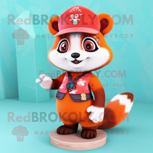 Peach Red Panda maskot...