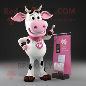 Pink Holstein Cow mascotte...