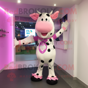 Pink Holstein Cow mascotte...