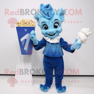 Blauer Pop-Corn Maskottchen...