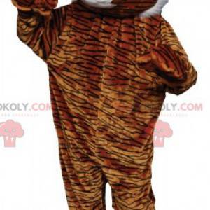 Mascote leopardo marrom e branco com listras pretas -