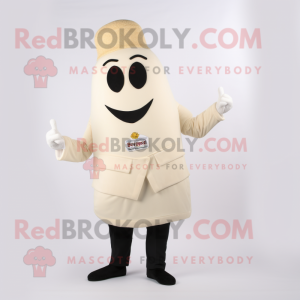 Cream Paella mascot costume character dressed with a Suit Jacket and Ties