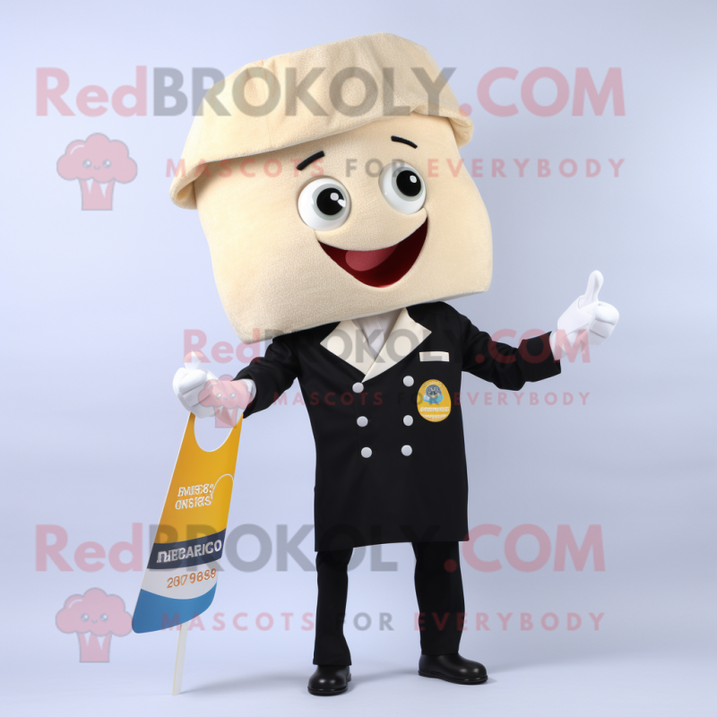 Cream Paella mascot costume character dressed with a Suit Jacket and Ties Cream Paella mascot costume character dressed with a Suit Jacket and Ties