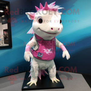 nan Axolotls mascot costume character dressed with a Vest and Scarf clips