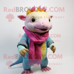 nan Axolotls mascot costume character dressed with a Vest and Scarf clips