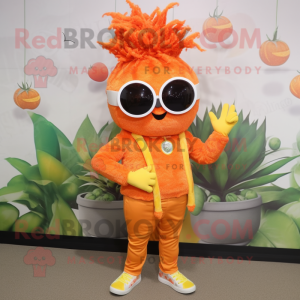 Orange Pineapple mascot costume character dressed with a Capri Pants and Necklaces