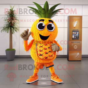 Orange Pineapple mascot costume character dressed with a Capri Pants and Necklaces