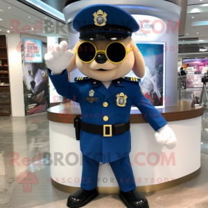 Navy Police Officer mascot costume character dressed with a Bodysuit and Keychains