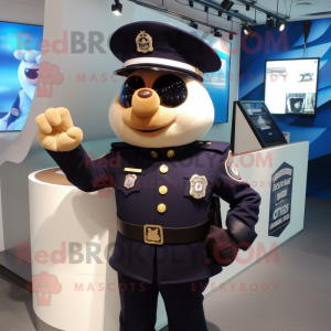 Navy Police Officer mascot costume character dressed with a Bodysuit and Keychains