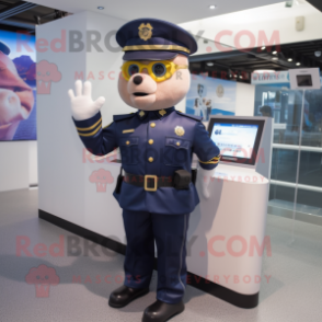 Navy Police Officer mascot costume character dressed with a Bodysuit and Keychains