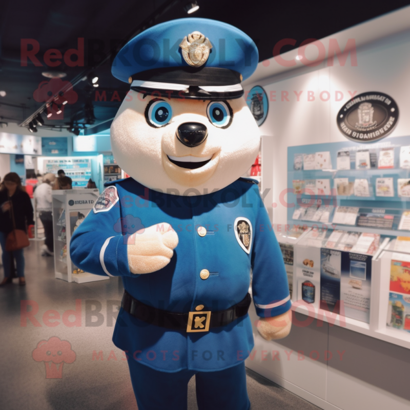 Navy Police Officer mascot costume character dressed with a Bodysuit and Keychains