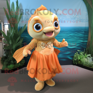 Tan Goldfish maskot kostume...