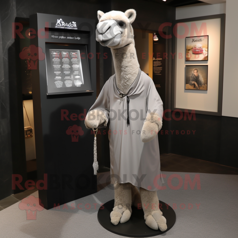 Gray Camel mascot costume character dressed with a Suit Pants and Shawl pins Gray Camel mascot costume character dressed with a Suit Pants and Shawl pins
