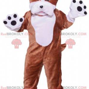 Mascotte de chien marron et blanc. Costume de chien -