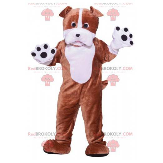 Brun og hvid hundemaskot. Hundedragt - Redbrokoly.com
