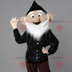 Mascote duende barbudo com um boné preto pontudo -