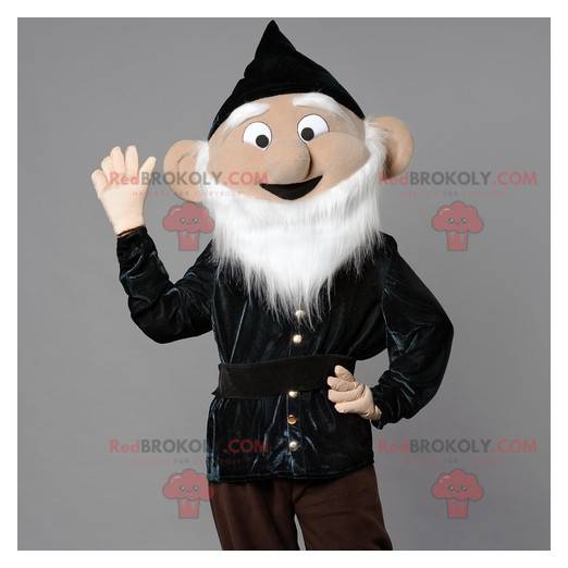 Bearded leprechaun maskot med en sort spids hætte -