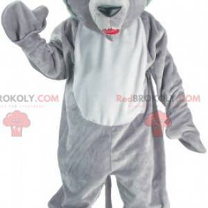 Mascotte de loup gris et blanc. Mascotte de chien-loup -