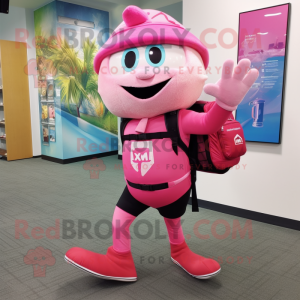 Roze acrobaat mascotte...