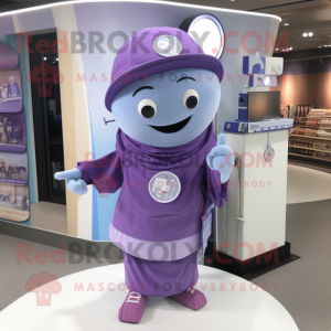 Lavender Camera mascot costume character dressed with a Cover-up and Necklaces