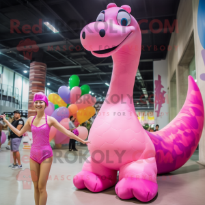 Pink Brachiosaurus maskot...