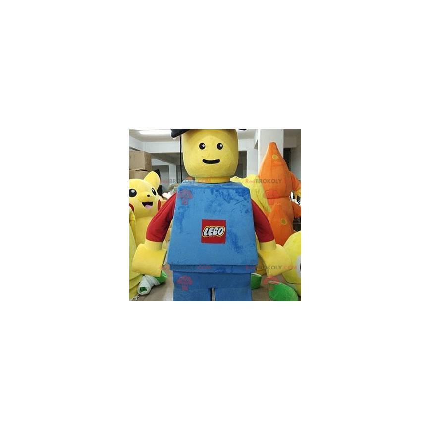 Lego maskot modrý červený a žlutý obr. Lego kostým -