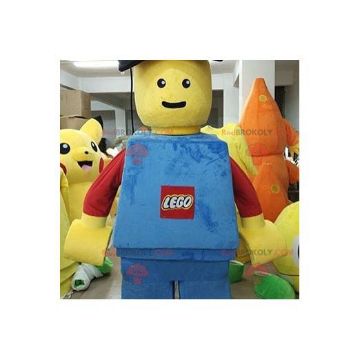Mascota de Lego gigante azul rojo y amarillo. Traje de lego -