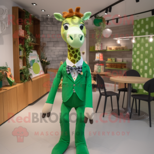 Grön giraff maskot kostym...
