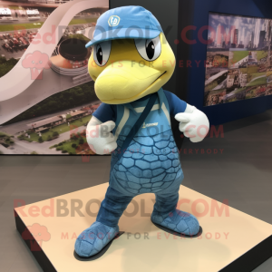 Blå Python maskot drakt figur kledd med en Cargo Shorts og Beanies - Python-maskoter - REDBROKO_60240 - RedBrokoly.com