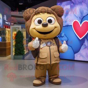 Tan Heart maskot kostym...
