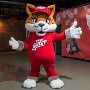 Röd Bobcat- maskotdräkt...