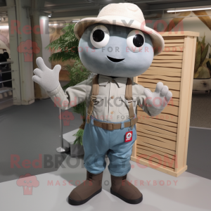 Gray Pepper mascot costume character dressed with a Cargo Shorts and Hats