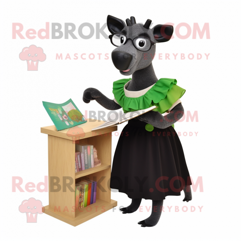 Olive Tapir mascot costume character dressed with a Dress and Reading glasses Olive Tapir mascot costume character dressed with a Dress and Reading glasses
